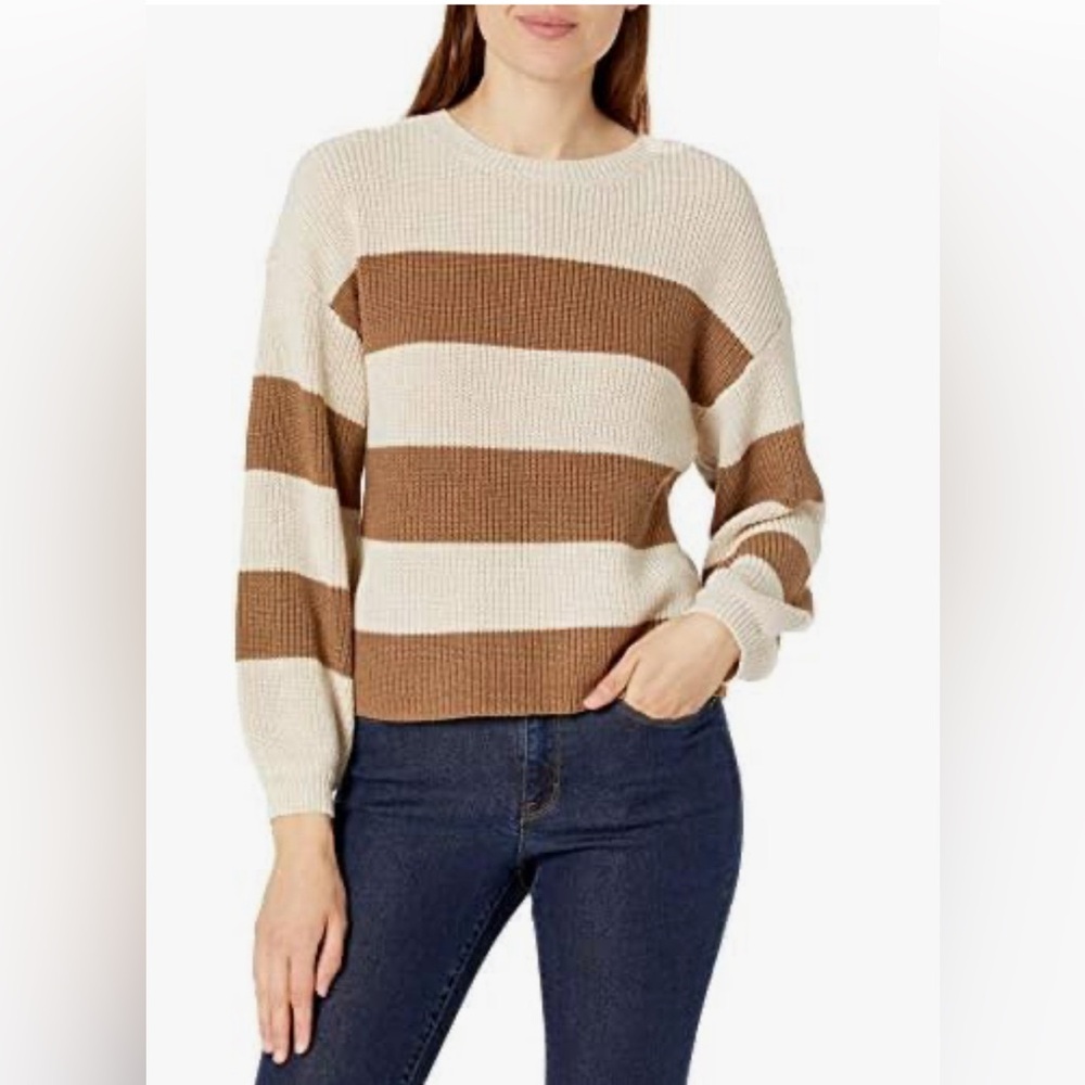 NWOT Cupcakes & Cashmere Women’s Crewneck Rimes Sweater size XXL Brown & Tan